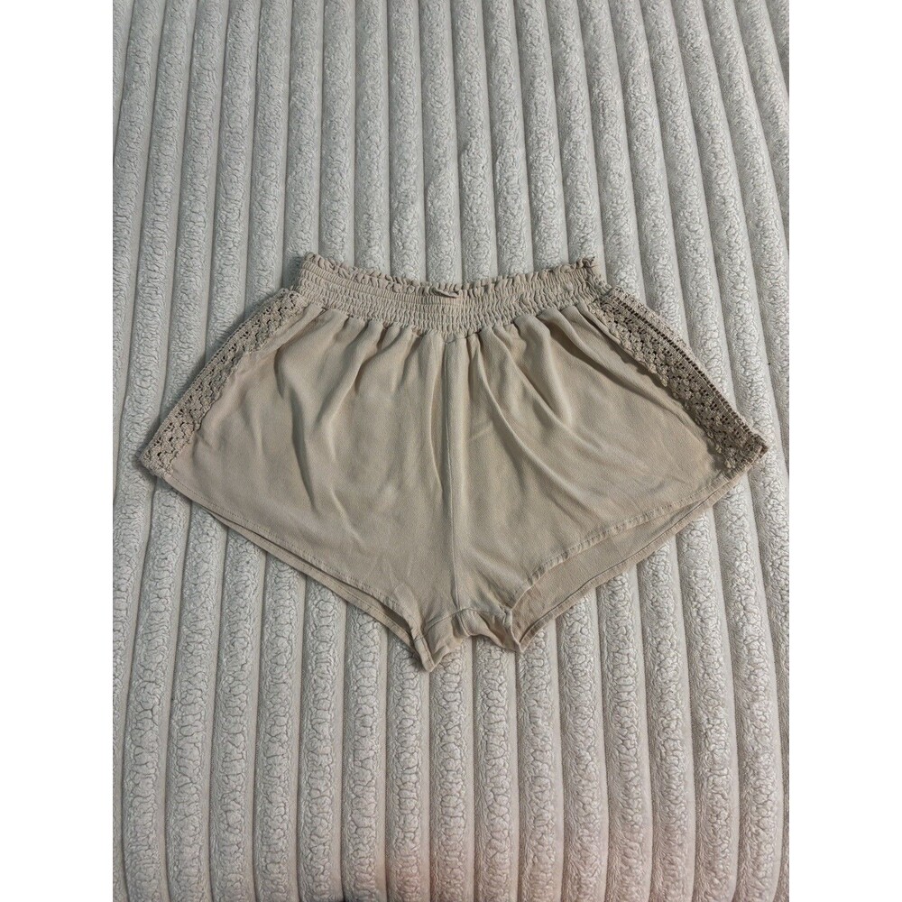 Ocean Drive Beige Beach Shorts Crochet Sides - Women's Sz M